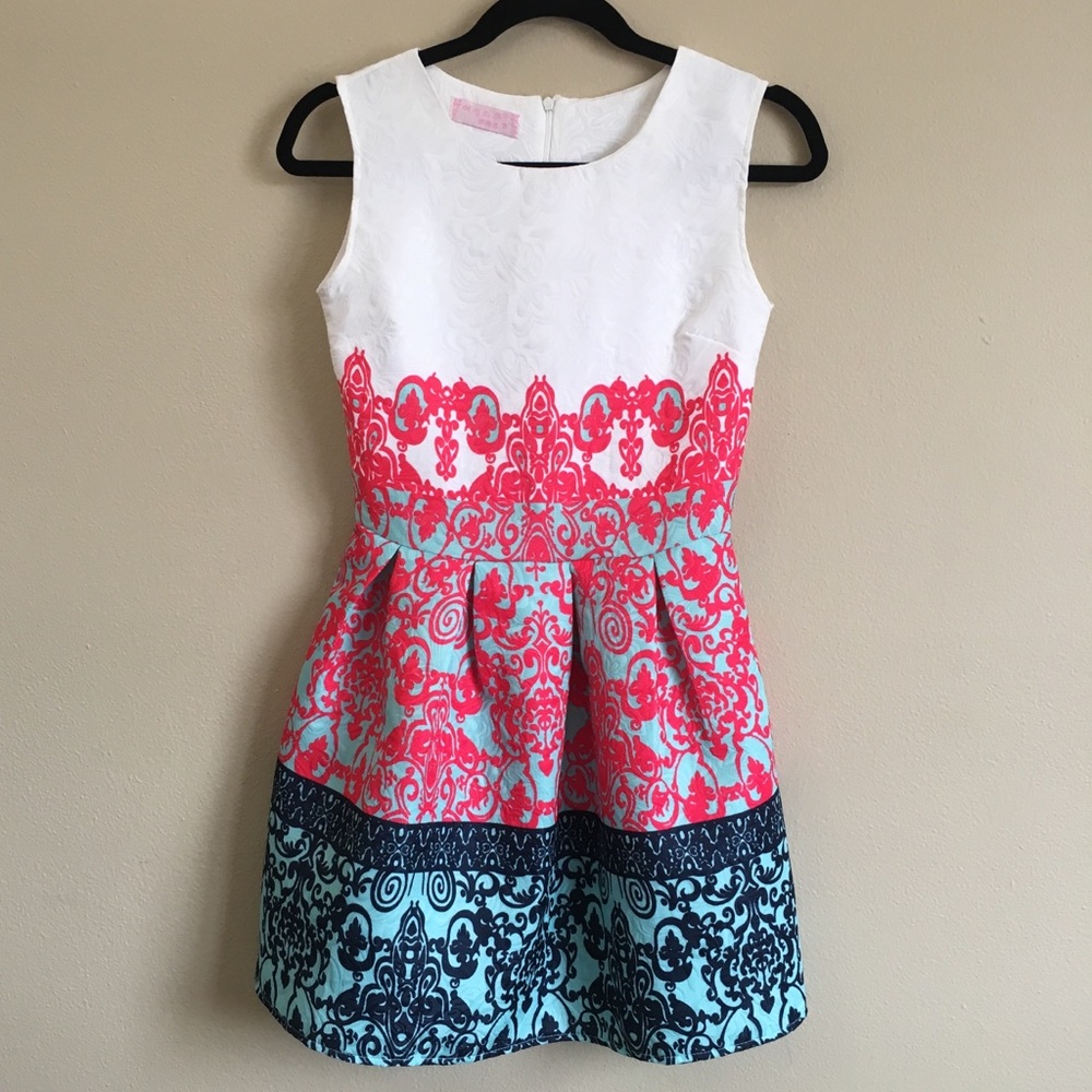 Damask Fit and Flare Dress S